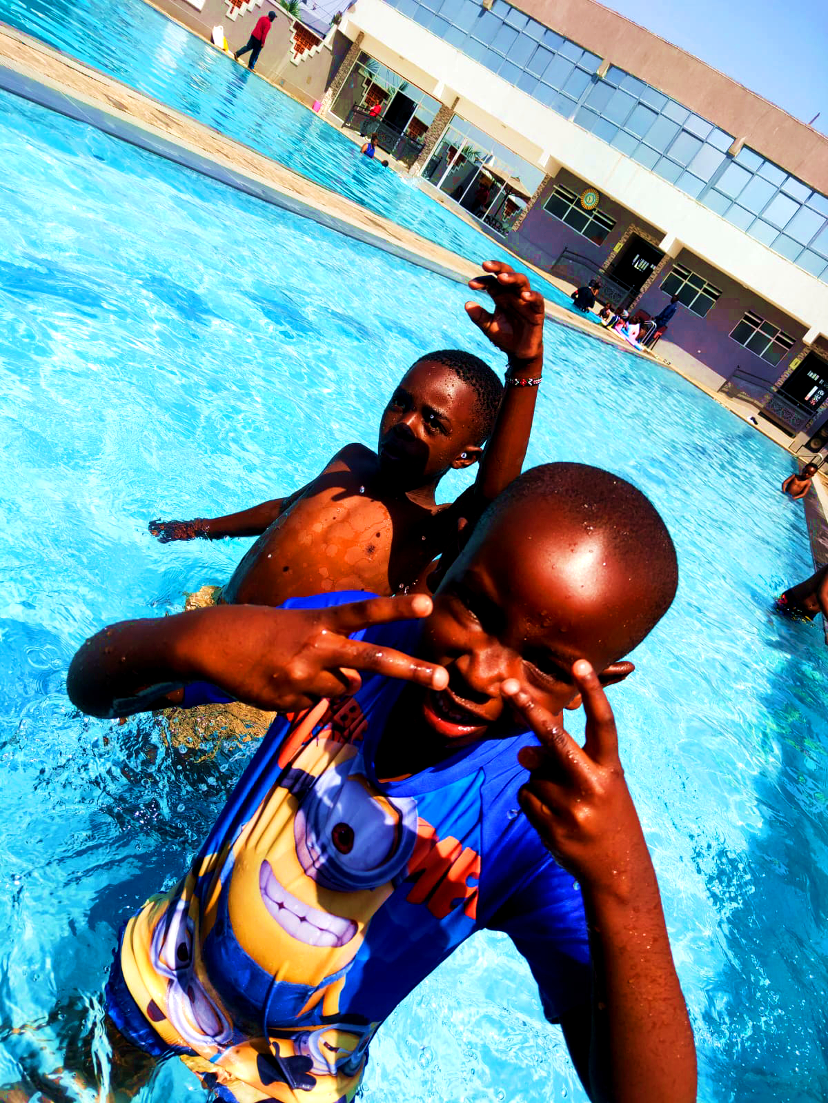 Learners having fun at the pool